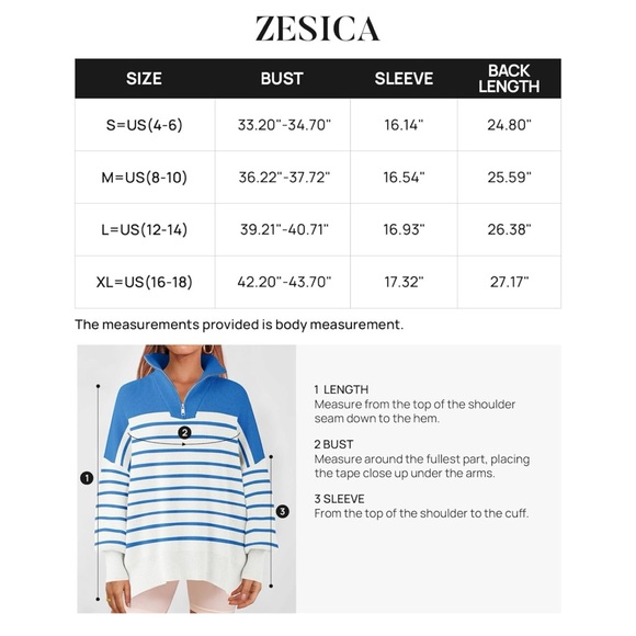 Striped Sweaters Half Zipper Long Sleeve Ribbed Knit Loose Oversized Pullover M - Picture 5 of 17